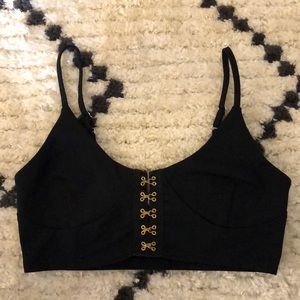 Black tank top with gold buckles